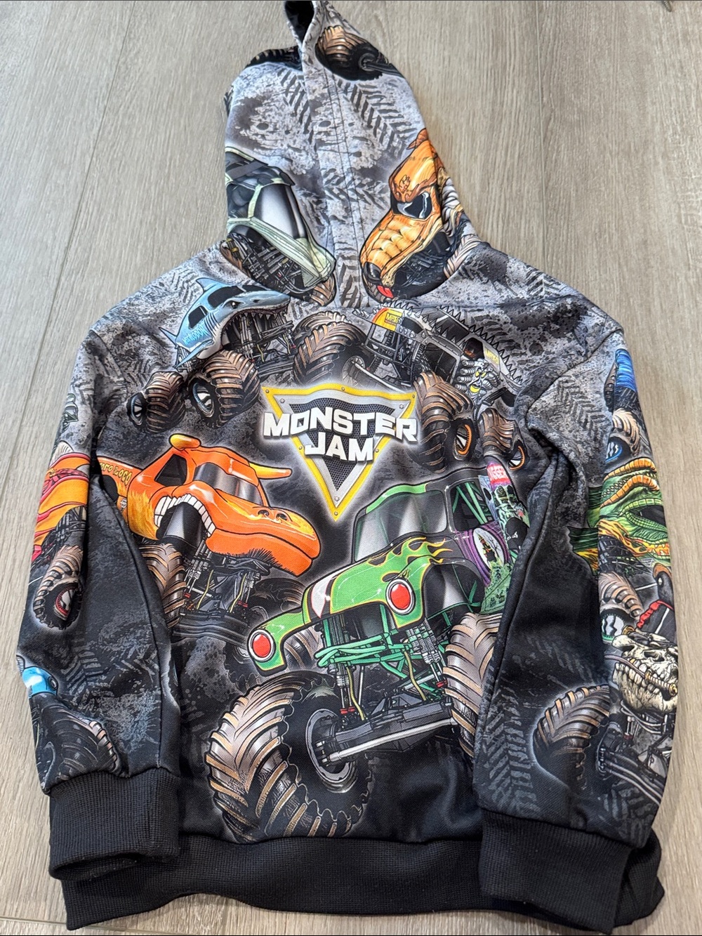 Kids' Black Graphic Hooded Sweatshirt - Monster Jam Trucks
